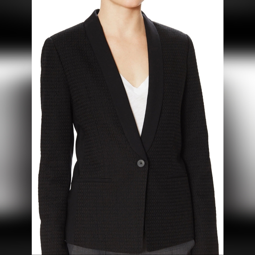 Vince Shawl Lapel Textured Lined Tuxedo Blazer Jacket Black 10 Nwt $445